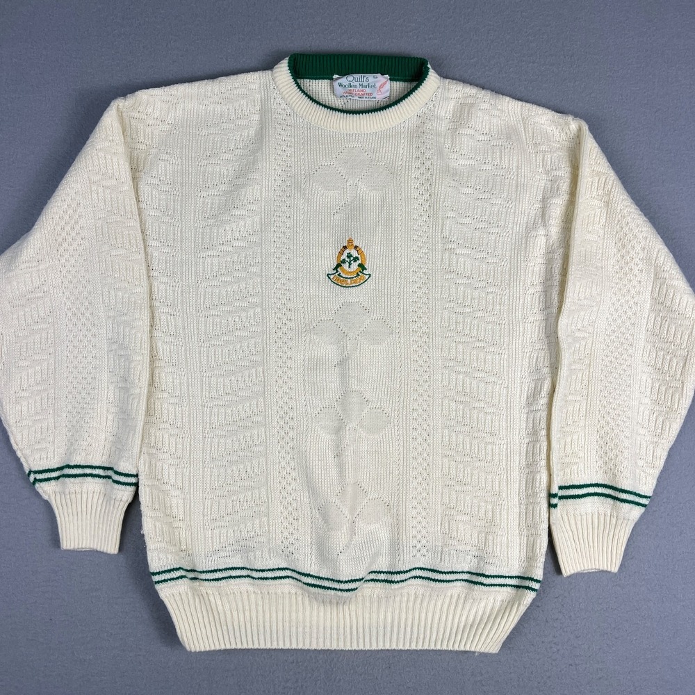 VTG Ireland‎ Knit Sweater Mens Large Acrylic 1990s Shamrock Crest St Patricks